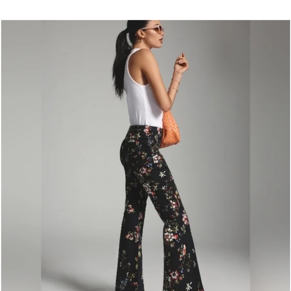 Athropologie Womens Pilcro Mid-Rise Demilune Floral Utility Pants size 25
